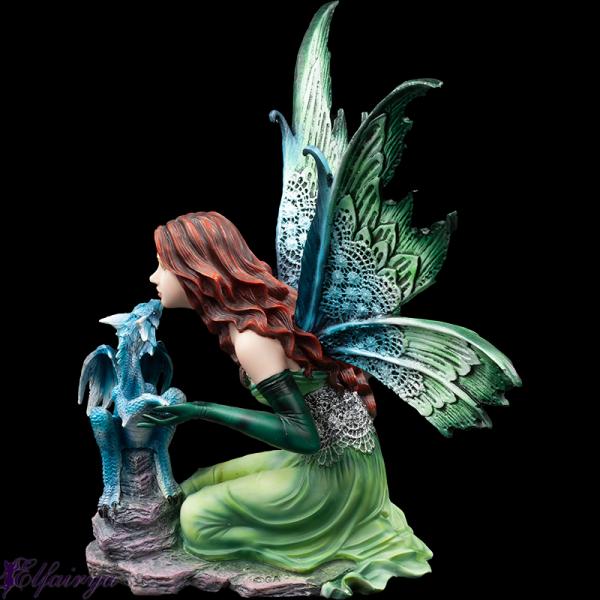 Drachenfee "Saphira" mit blauem Drachen
